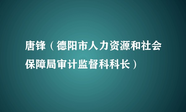 唐锋（德阳市人力资源和社会保障局审计监督科科长）