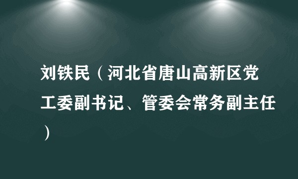 刘铁民（河北省唐山高新区党工委副书记、管委会常务副主任）