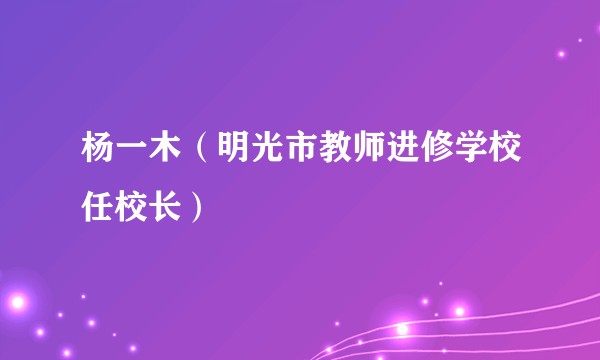 杨一木(明光市教师进修学校任校长)