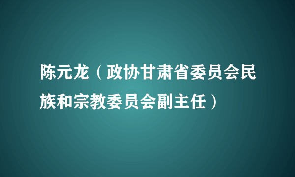 陈元龙(政协甘肃省委员会民族和宗教委员会副主任)