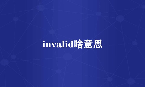 invalid啥意思