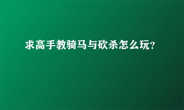 求高手教骑马与砍杀怎么玩？
