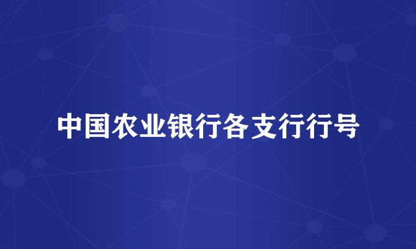 中国农业银行各支行行号