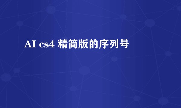 AI cs4 精简版的序列号