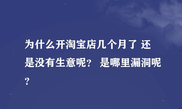 为什么开淘宝店几个月了 还是没有生意呢？ 是哪里漏洞呢？