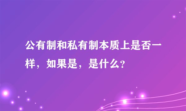 公有制和私有制本质上是否一样，如果是，是什么？