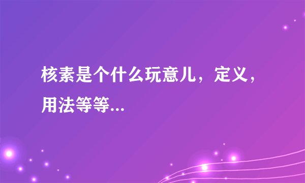 核素是个什么玩意儿，定义，用法等等...