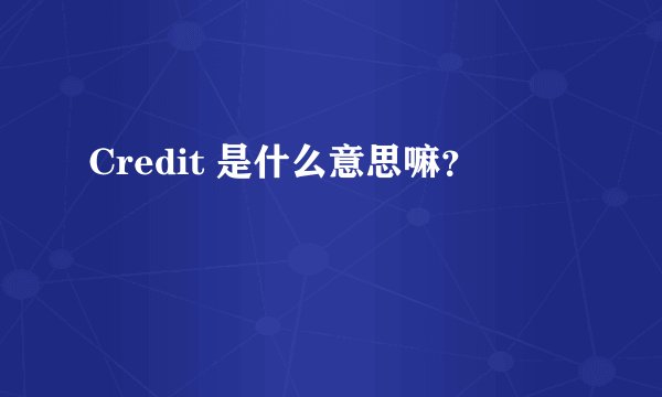 Credit 是什么意思嘛？