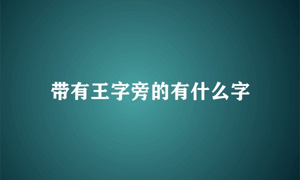 带有王字旁的有什么字