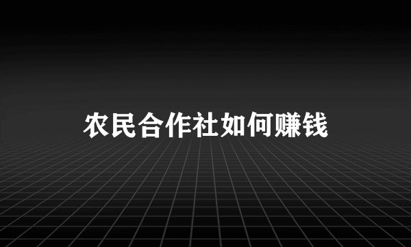 农民合作社如何赚钱