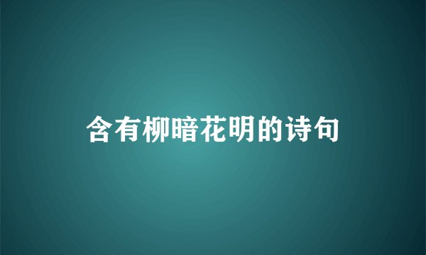 含有柳暗花明的诗句