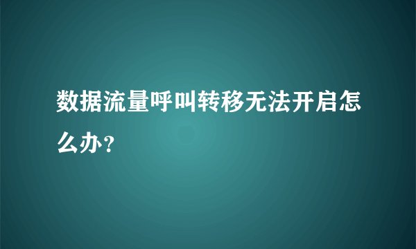 数据流量呼叫转移无法开启怎么办？