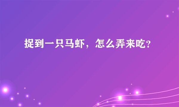 捉到一只马虾，怎么弄来吃？