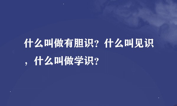 什么叫做有胆识？什么叫见识，什么叫做学识？