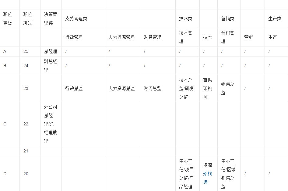 公司有哪些职位等级？