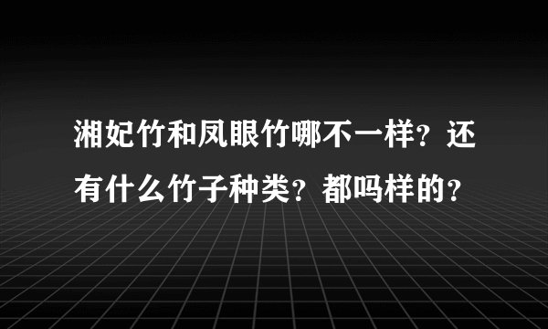 湘妃竹和凤眼竹哪不一样？还有什么竹子种类？都吗样的？