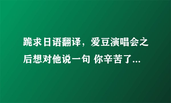跪求日语翻译，爱豆演唱会之后想对他说一句 你辛苦了 日文➕罗马音谢谢！