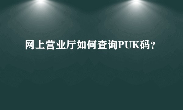 网上营业厅如何查询PUK码？