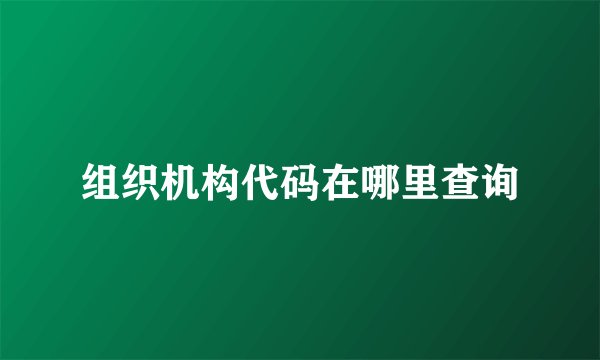 组织机构代码在哪里查询
