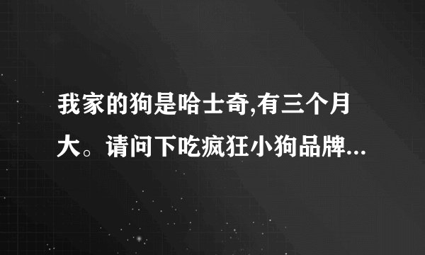 我家的狗是哈士奇,有三个月大。请问下吃疯狂小狗品牌的狗粮好吗?谢谢大家～