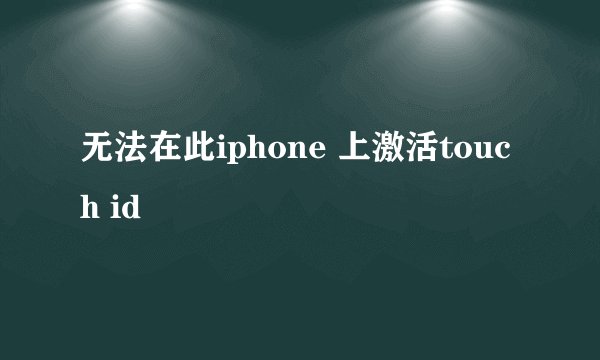 无法在此iphone 上激活touch id
