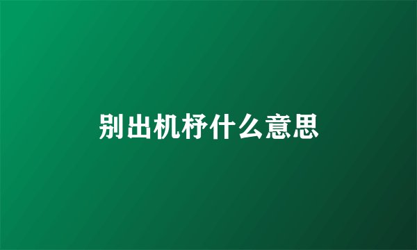别出机杼什么意思