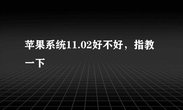 苹果系统11.02好不好，指教一下