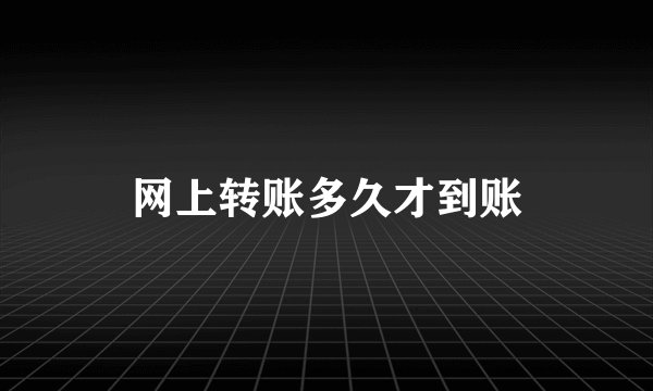 网上转账多久才到账