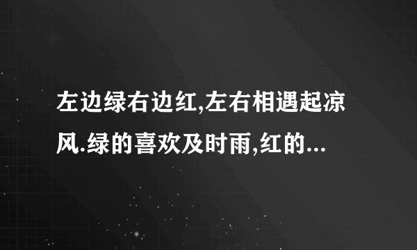 左边绿右边红,左右相遇起凉风.绿的喜欢及时雨,红的最怕水来攻.打一字迷
