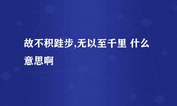 故不积跬步,无以至千里 什么意思啊