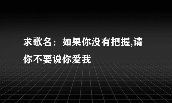求歌名：如果你没有把握,请你不要说你爱我
