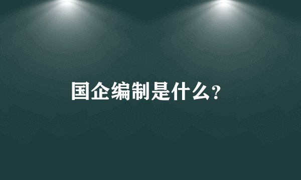国企编制是什么？