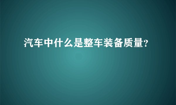 汽车中什么是整车装备质量？