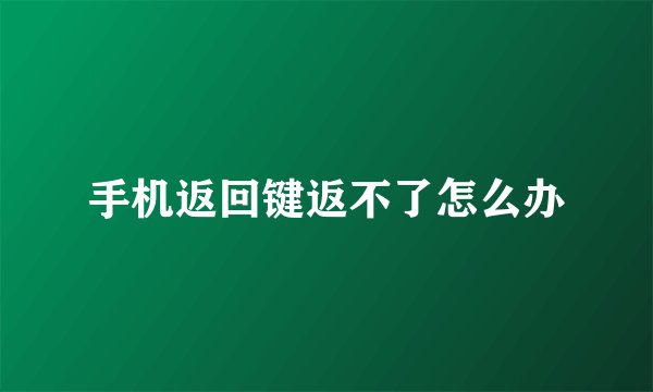 手机返回键返不了怎么办