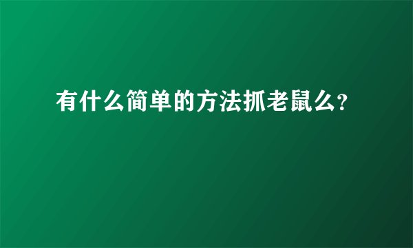 有什么简单的方法抓老鼠么？