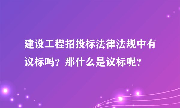 建设工程招投标法律法规中有议标吗？那什么是议标呢？