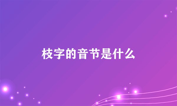 枝字的音节是什么