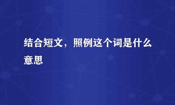 结合短文，照例这个词是什么意思