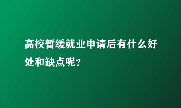 高校暂缓就业申请后有什么好处和缺点呢？