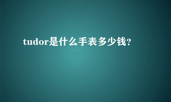 tudor是什么手表多少钱？