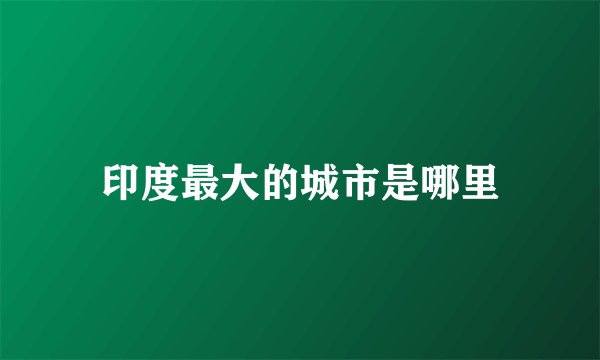 印度最大的城市是哪里