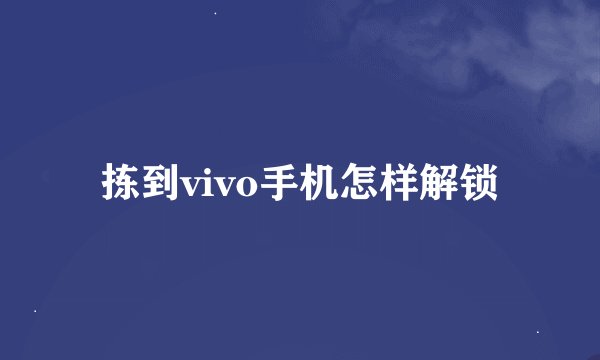 拣到vivo手机怎样解锁