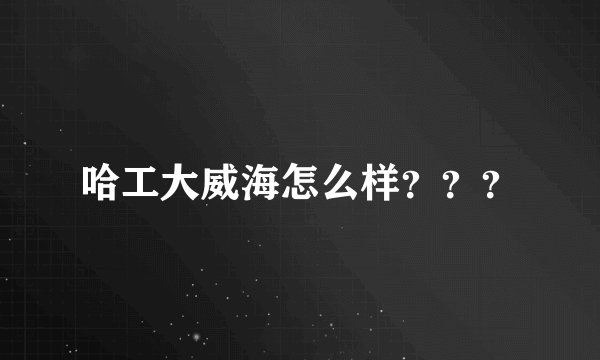 哈工大威海怎么样？？？