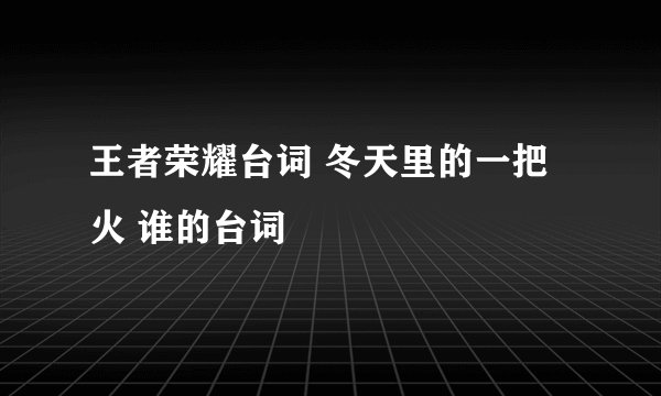 王者荣耀台词 冬天里的一把火 谁的台词