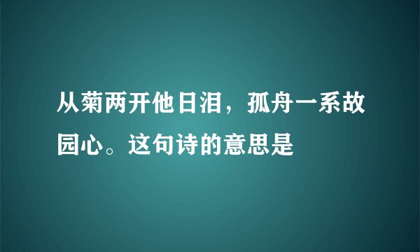 从菊两开他日泪，孤舟一系故园心。这句诗的意思是