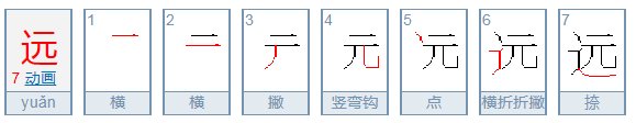 远笔顺笔画怎么写