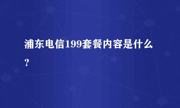浦东电信199套餐内容是什么？