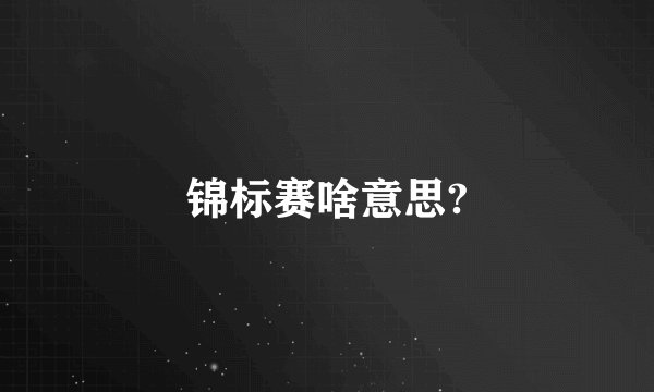 锦标赛啥意思?