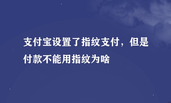 支付宝设置了指纹支付,但是付款不能用指纹为啥