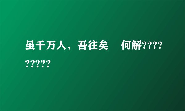 虽千万人，吾往矣    何解?????????